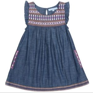 NWOT Cupcakes & Pastries Denim Flutter Sleeves & Embroidery Detail Dress 12-18M
